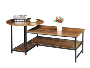 Round Coffee Table and Rectangular Coffee Table 2 in 1