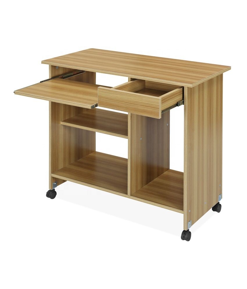 Modern Wooden Computer Desk With Casters
