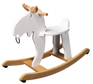 White Solid Wood Rocking Deer Toy