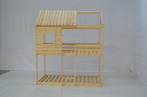 Wood House Bunk Bed for Kid