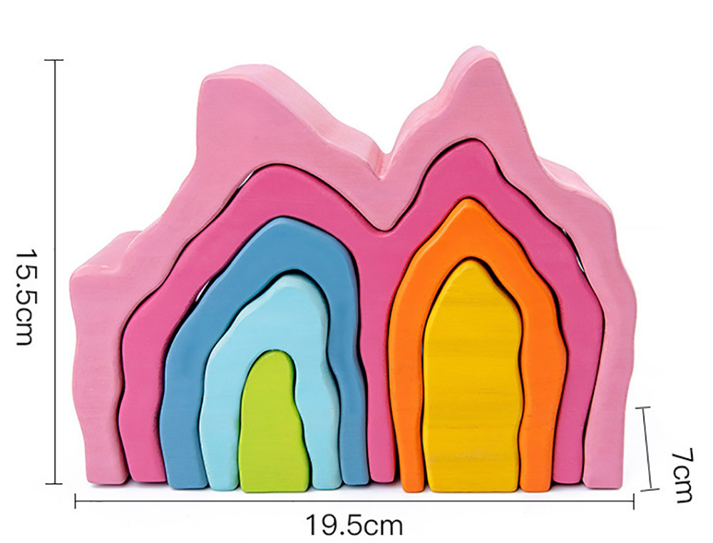 Fire Shape Wooden Rainbow Building Blocks Toys