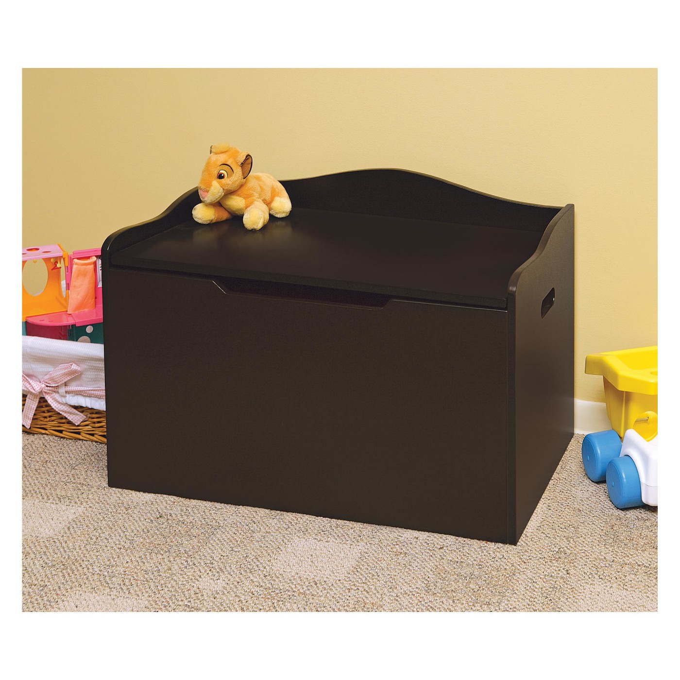 Brown Wood Toy Storage Box for Kids