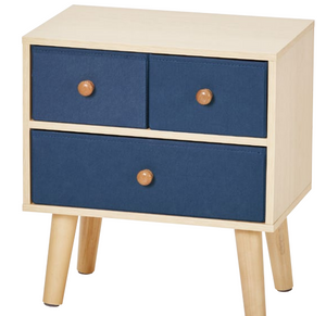 Blue MDF Side Cabinet with Solid Wood Legs for Bed