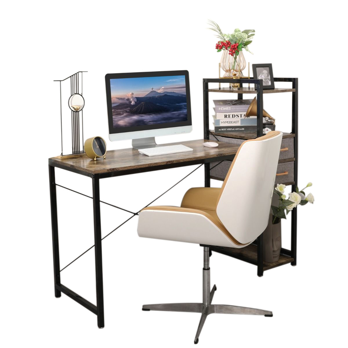 Home Office Computer Desk with Storage Shelf